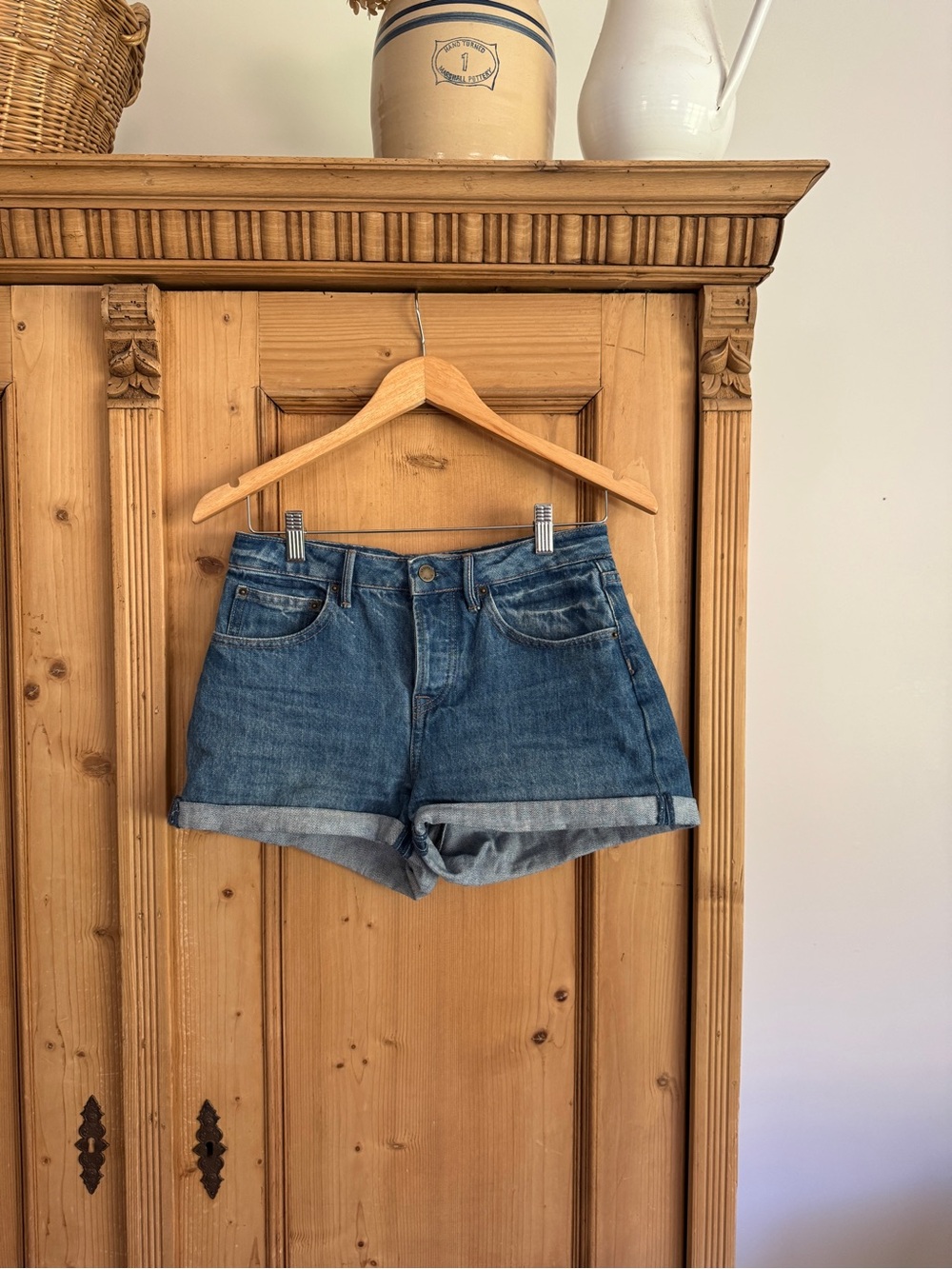 Sézane Rolled-Hem Denim Shorts - Blue
